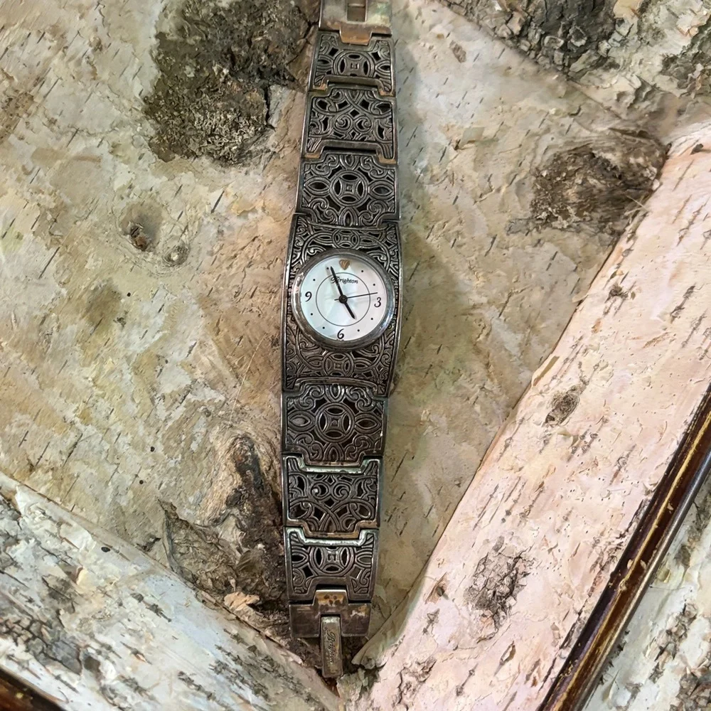 Brighton ADANA Watch Rare Vintage Silver Filigree Cuff Bracelet Watch